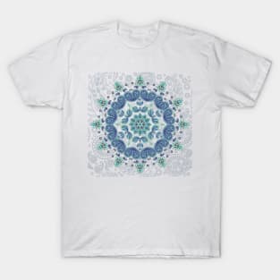 Blue Paisley Kaleidoscope Mandala Tee T-Shirt